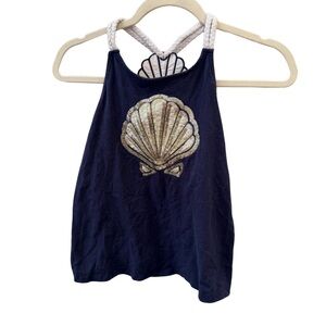 Sea Shell Sequin Tank Top - Rachel Zoe - Navy